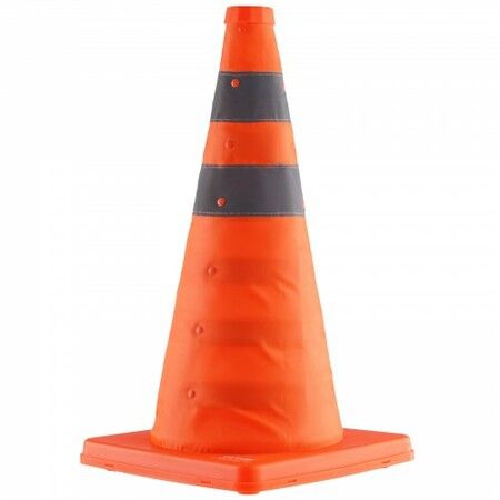 Safety Cones 2 Pack 18 inch Collapsible Traffic Cones Construction Cones with Reflective Collars Wide Base and A Storage Bag for Traffic Control Driving