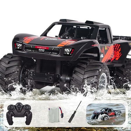 1:16 Amphibious Remote Control Car, 4WD Monster Truck Toys All Terrain, Rc Cars for Men Women，6 Up Year Old Boy or Girl Gifts, Christmas Toys, Orange