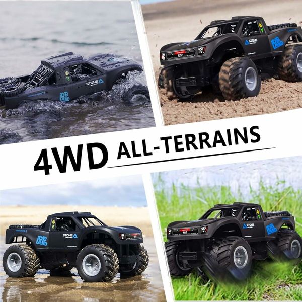 1:16 Amphibious Remote Control Car, 4WD Monster Truck Toys All Terrain, Rc Cars for Men Women，6 Up Year Old Boy or Girl Gifts, Christmas Toys, Blue