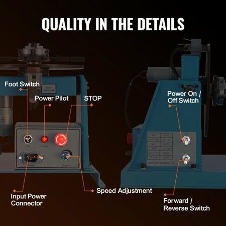 Rotary Welding Positioner 10KG 0-90 degree Welding Positioning Turntable Table w/ 8.1 Inch 3-Jaw Lathe Chuck 1-12 RPM 20W Portable Welder Positioning