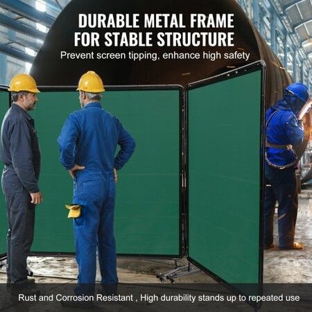 Welding Screen with Frame 3 Panel 6' x 6' Welding Curtain Screen 12 Wheels