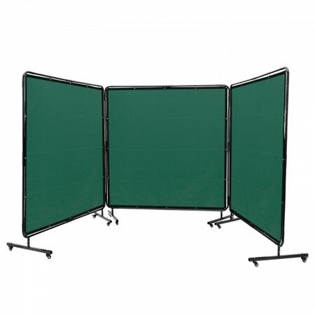 Welding Screen with Frame 3 Panel 6' x 6' Welding Curtain Screen 12 Wheels