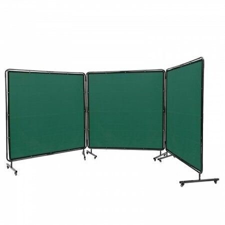 Welding Screen with Frame 3 Panel 6' x 6' Welding Curtain Screen 12 Wheels