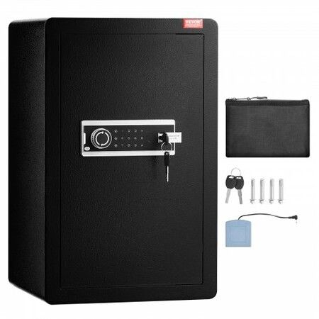 Single Door 4.0 cu.ft Safe Box with Key Lock & Password LED Light Black