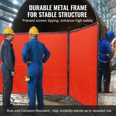 Welding Screen with Frame 3 Panel 6' x 6' Welding Curtain Screen 12 Wheels
