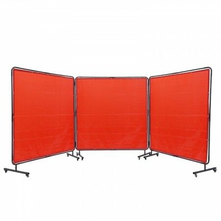 Welding Screen with Frame 3 Panel 6' x 6' Welding Curtain Screen 12 Wheels