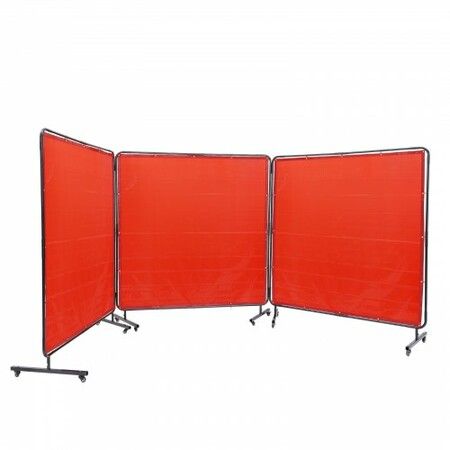 Welding Screen with Frame 3 Panel 6' x 6' Welding Curtain Screen 12 Wheels