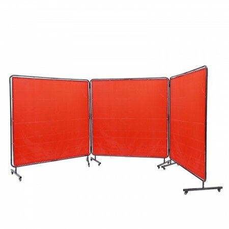 Welding Screen with Frame 3 Panel 6' x 6' Welding Curtain Screen 12 Wheels