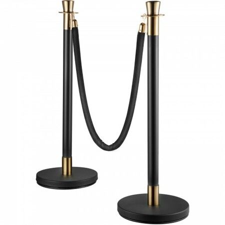 Crowd Control Stanchion Stanchion Set 6 Pieces Set w/ Black Velvet Rope