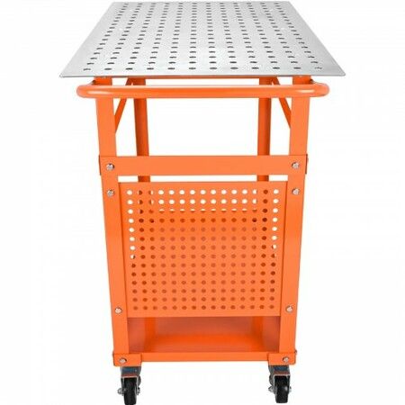 Welding Table 36'' x 24'' 600lbs Load Capacity Steel Welding Workbench Table on Wheels Portable Work Bench with Double-layer Storage Board