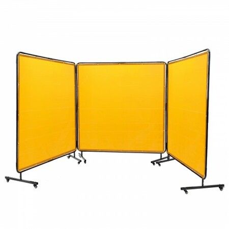 Welding Screen with Frame 3 Panel 6' x 6' Welding Curtain Screen 12 Wheels