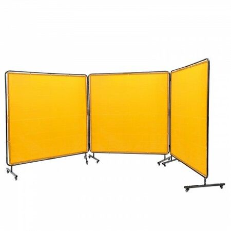 Welding Screen with Frame 3 Panel 6' x 6' Welding Curtain Screen 12 Wheels