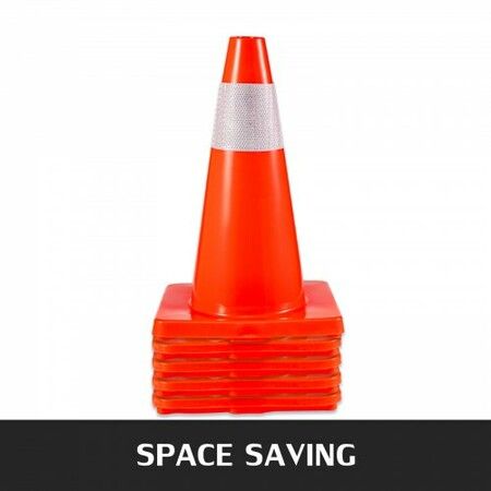 20Pack 18\" Traffic Cones Safety Road Parking Cones PVC Base Orange Traffic Cone with Reflective Collars Hazard Construction Cones for Home Traffic Parking