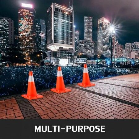 20Pack 18\" Traffic Cones Safety Road Parking Cones PVC Base Orange Traffic Cone with Reflective Collars Hazard Construction Cones for Home Traffic Parking