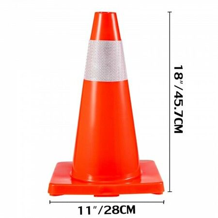 20Pack 18\" Traffic Cones Safety Road Parking Cones PVC Base Orange Traffic Cone with Reflective Collars Hazard Construction Cones for Home Traffic Parking