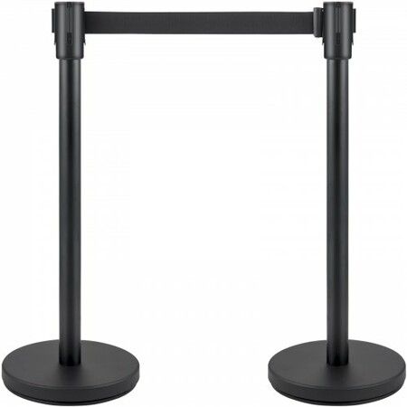 Crowd Control Stanchion Stanchion Set 6Pcs w/ 2 m Black Retractable Belt