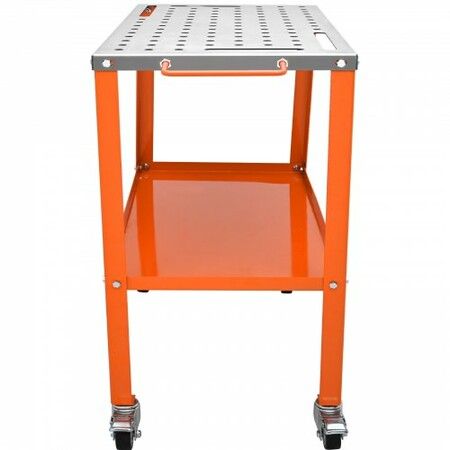 36" x 18" Welding Table 1200lbs Load Capacity Steel Welding Workbench Table on Wheels Portable Work Bench with Braking Lockable Casters 4 Tool Slots