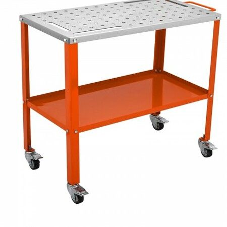36" x 18" Welding Table 1200lbs Load Capacity Steel Welding Workbench Table on Wheels Portable Work Bench with Braking Lockable Casters 4 Tool Slots