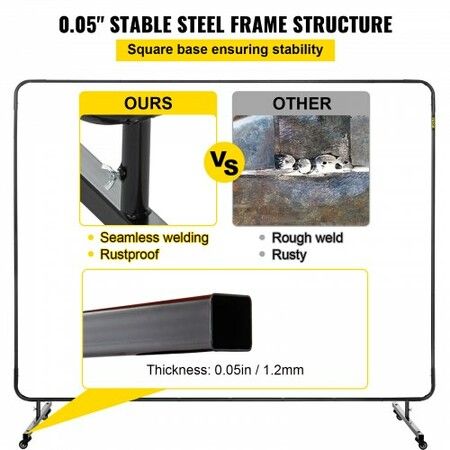 Welding Curtain 6' x 8' Welding Screen with Metal Frame & 4 Wheels Fireproof Fiberglass with Transparent Window for Workshop Industrial Site Red