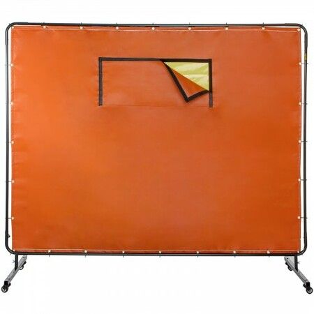 Welding Curtain Welding Screen Frame 6' x 8' Fiberglass w/ Casters Yellow