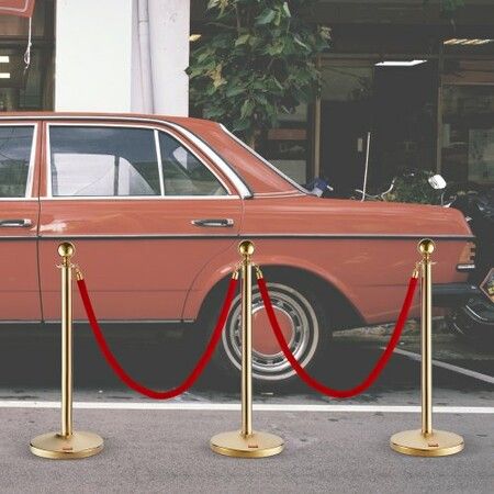 Stanchion Post with Velvet Rope 6-Pack Crowd Control Stanchion with 4PCS 5FT Red Velvet Ropes Stainless Steel Queue Barrier Line Divider