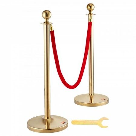 Stanchion Post with Velvet Rope 6-Pack Crowd Control Stanchion with 4PCS 5FT Red Velvet Ropes Stainless Steel Queue Barrier Line Divider