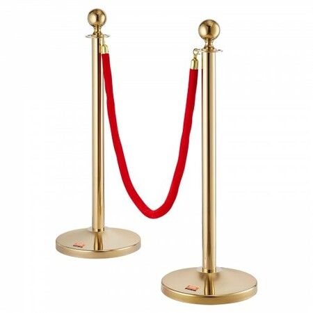 Stanchion Post with Velvet Rope 6-Pack Crowd Control Stanchion with 4PCS 5FT Red Velvet Ropes Stainless Steel Queue Barrier Line Divider