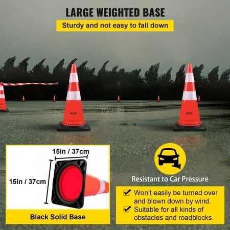 Safety Cones 8 x 30" Traffic Cones PVC Orange Construction Cones Reflective Collars Traffic Cones with Black Weighted Base Used for Driveway Road