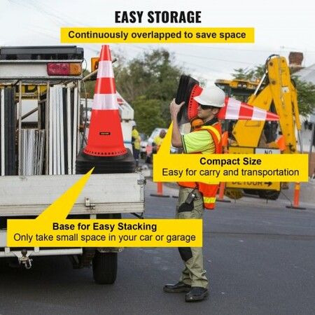 Safety Cones 8 x 30" Traffic Cones PVC Orange Construction Cones Reflective Collars Traffic Cones with Black Weighted Base Used for Driveway Road