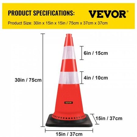 Safety Cones 8 x 30" Traffic Cones PVC Orange Construction Cones Reflective Collars Traffic Cones with Black Weighted Base Used for Driveway Road