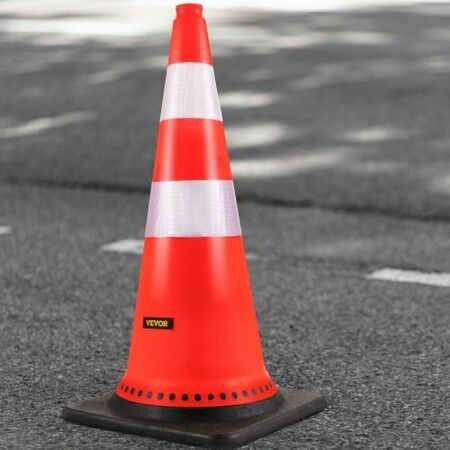 Safety Cones 8 x 30" Traffic Cones PVC Orange Construction Cones Reflective Collars Traffic Cones with Black Weighted Base Used for Driveway Road