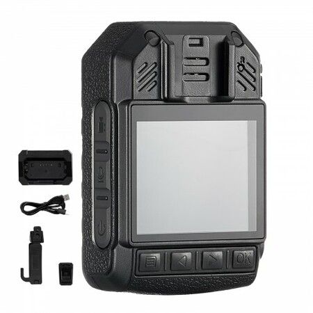 1440P HD Police Body Camera 128GB Body Cam with Audio Video Recording Picture Built-in 3500 mAh Battery 2.0" LCD Infrared Night Vision Waterproof GPS Cam