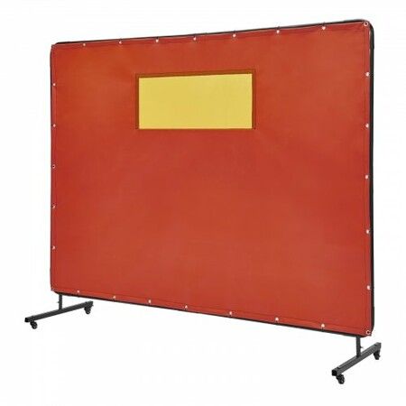 Welding Screen with Frame 6'x8' Welding Curtain Screen 4 Wheels & Window