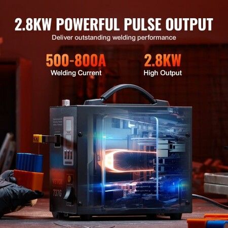 Spot Welder 737G Pulse Spot Welder Portable High-Power Welding Machine Soldering Station with 2 Welding Modes and LED Lighting for 0.12mm Pure Nickel