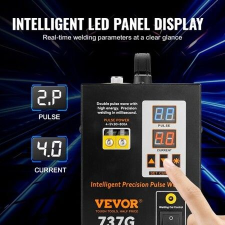 Spot Welder 737G Pulse Spot Welder Portable High-Power Welding Machine Soldering Station with 2 Welding Modes and LED Lighting for 0.12mm Pure Nickel