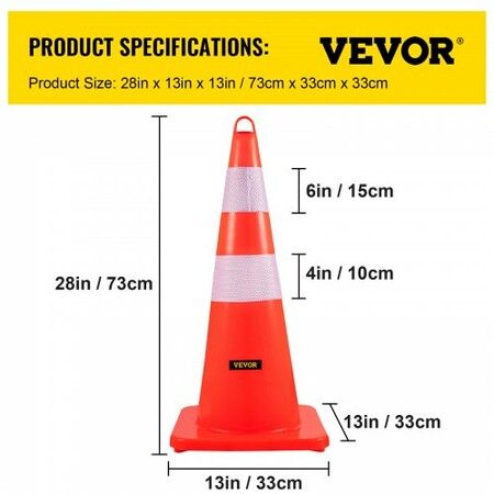 Safety Cones 6 x 28\" Traffic Cones PVC Orange Construction Cones 2 Reflective Collars Traffic Cones with Weighted Base and Hand-Held Ring Used