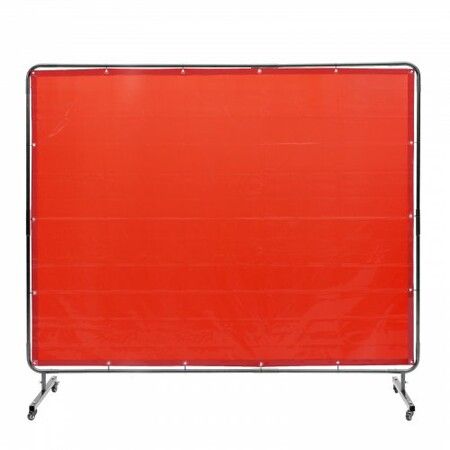 Welding Screen with Frame 6' x 8' Welding Curtain Screen on 4 Wheels Red