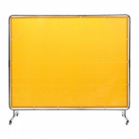 Welding Screen with Frame 6'x8' Welding Curtain Screen on 4 Wheels Yellow