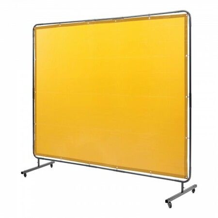 Welding Screen with Frame 6'x8' Welding Curtain Screen on 4 Wheels Yellow