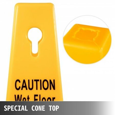 10 Pack Floor Safety Cone 67 cm Yellow Caution Wet Floor Sign 4 Sided Floor Wet Sign Public Safety Wet Floor Cones Bilingual Wet Sign