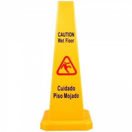 10 Pack Floor Safety Cone 67 cm Yellow Caution Wet Floor Sign 4 Sided Floor Wet Sign Public Safety Wet Floor Cones Bilingual Wet Sign