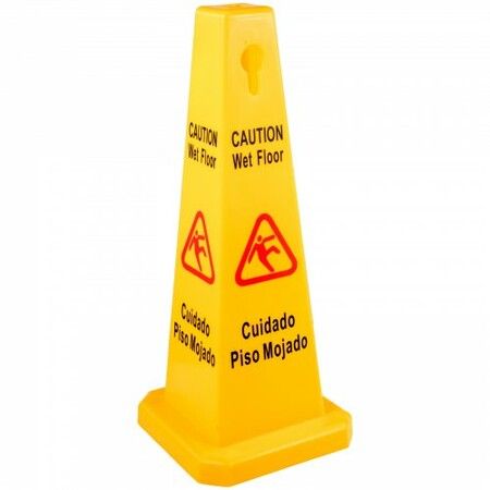 10 Pack Floor Safety Cone 67 cm Yellow Caution Wet Floor Sign 4 Sided Floor Wet Sign Public Safety Wet Floor Cones Bilingual Wet Sign