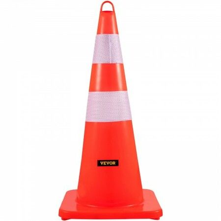 Safety Cones 10PCS 28\" Traffic Cones PVC Orange Construction Cones 2 Reflective Collars Traffic Cones with Weighted Base and Hand-Held Ring Used