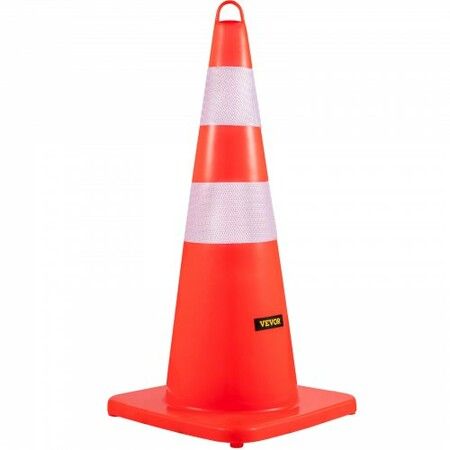 Safety Cones 10PCS 28\" Traffic Cones PVC Orange Construction Cones 2 Reflective Collars Traffic Cones with Weighted Base and Hand-Held Ring Used