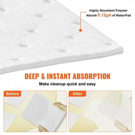 Spill Absorbent Pads Oil Absorbing Mat Absorbs up 20 Gal 15" L x20" W Polypropylene Absorbent Pad for Oil Only Oil Spill Mats Pack of 100