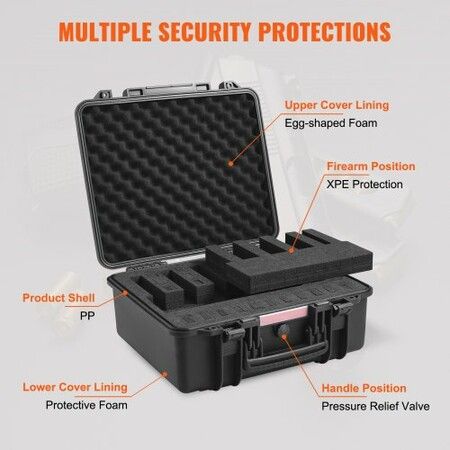 Hard Pistol Cases with Pre-cut Lining Lockable Pistol Case for 6 Pistol