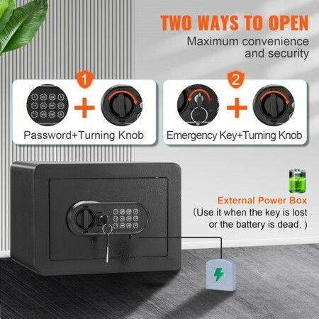 Safe 0.5 Cubic Feet Home Safe Steel Security Safe with Digital Keypad and 2 Keys Wall-Mounted Cabinet Safe Protect Cash Gold Jewelry Documents