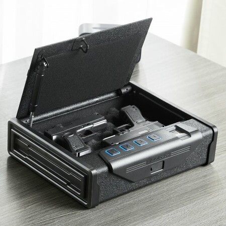 Gun Safe for Pistols Biometric Gun Safe with 3 Access Ways for 2 Pistols