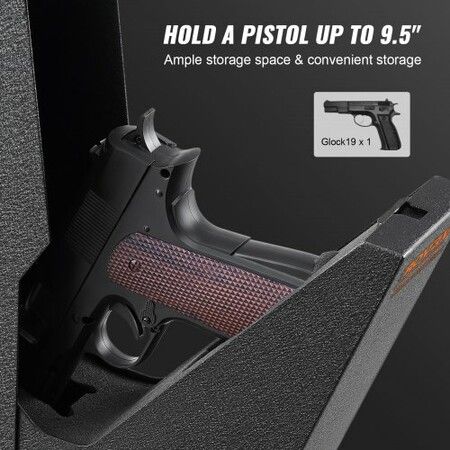 Mounted Gun Safe for Pistols Biometric Gun Safe 3 Access Ways for 1 Pistol