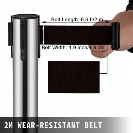 Crowd Control Stanchions Barriers 6-Pack with 3PCS Retractable Belts